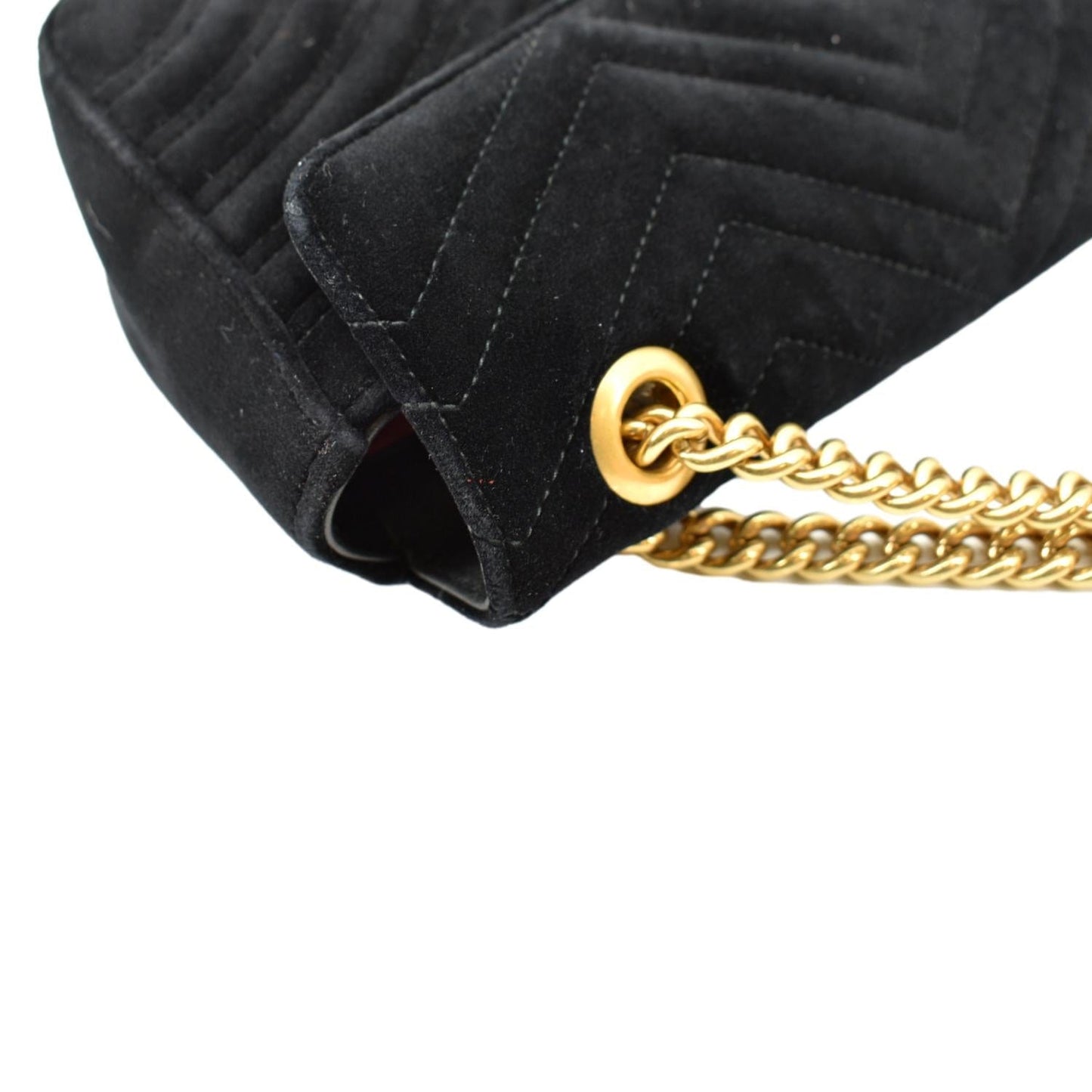 GUCCI GG Marmont Velvet Crossbody Bag Black 443497