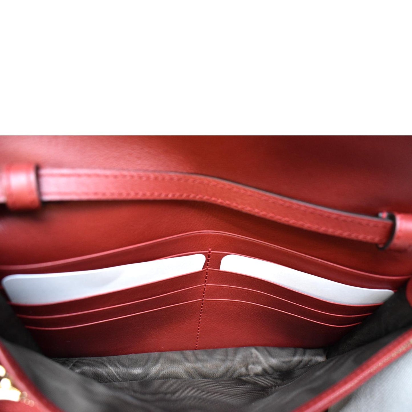 GUCCI Micro GG Leather Crossbody Wallet Red 466507
