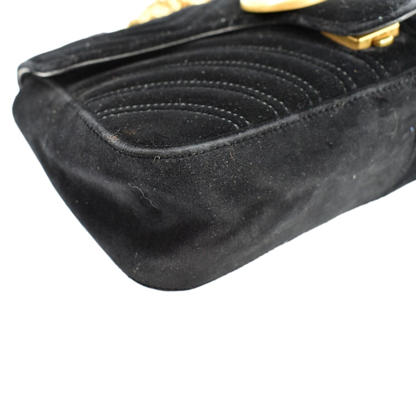 GUCCI GG Marmont Velvet Crossbody Bag Black 443497