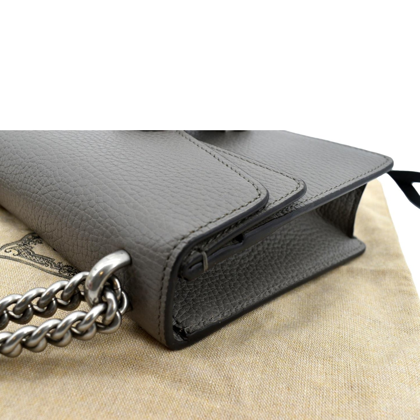 GUCCI Dionysus Mini Leather Crossbody Bag Gray 421970
