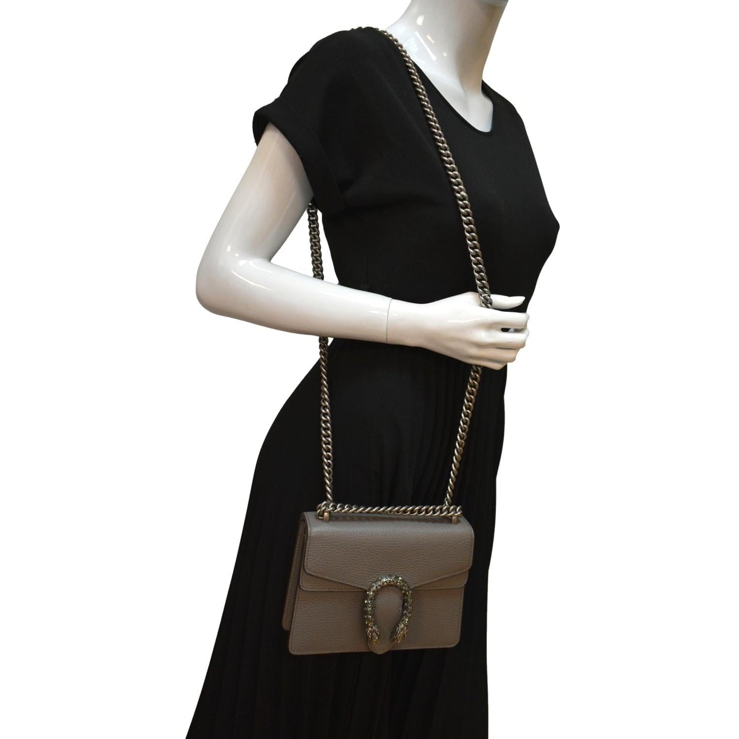 GUCCI Dionysus Mini Leather Crossbody Bag Gray 421970