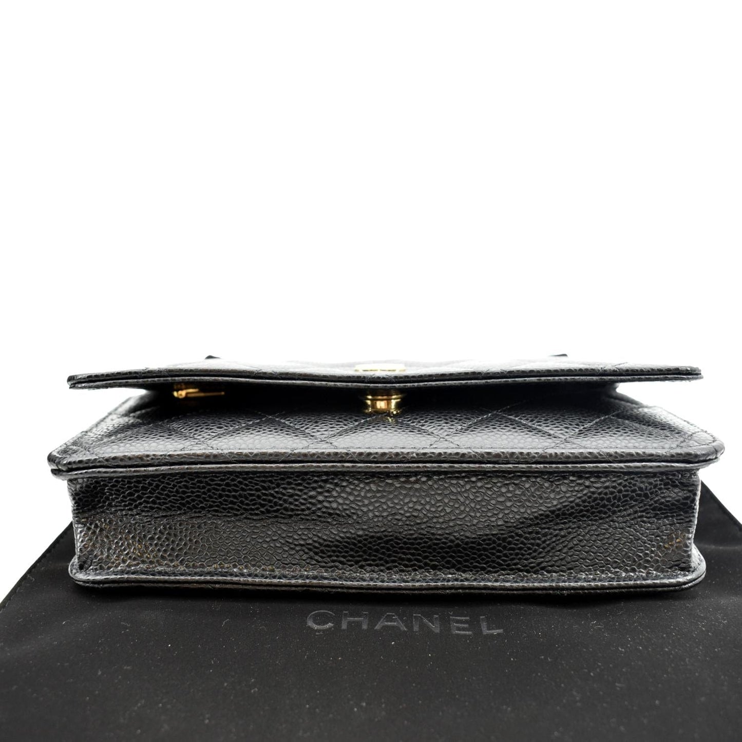 CHANEL CC WOC Caviar Leather Wallet On Chain Shoulder Bag Black