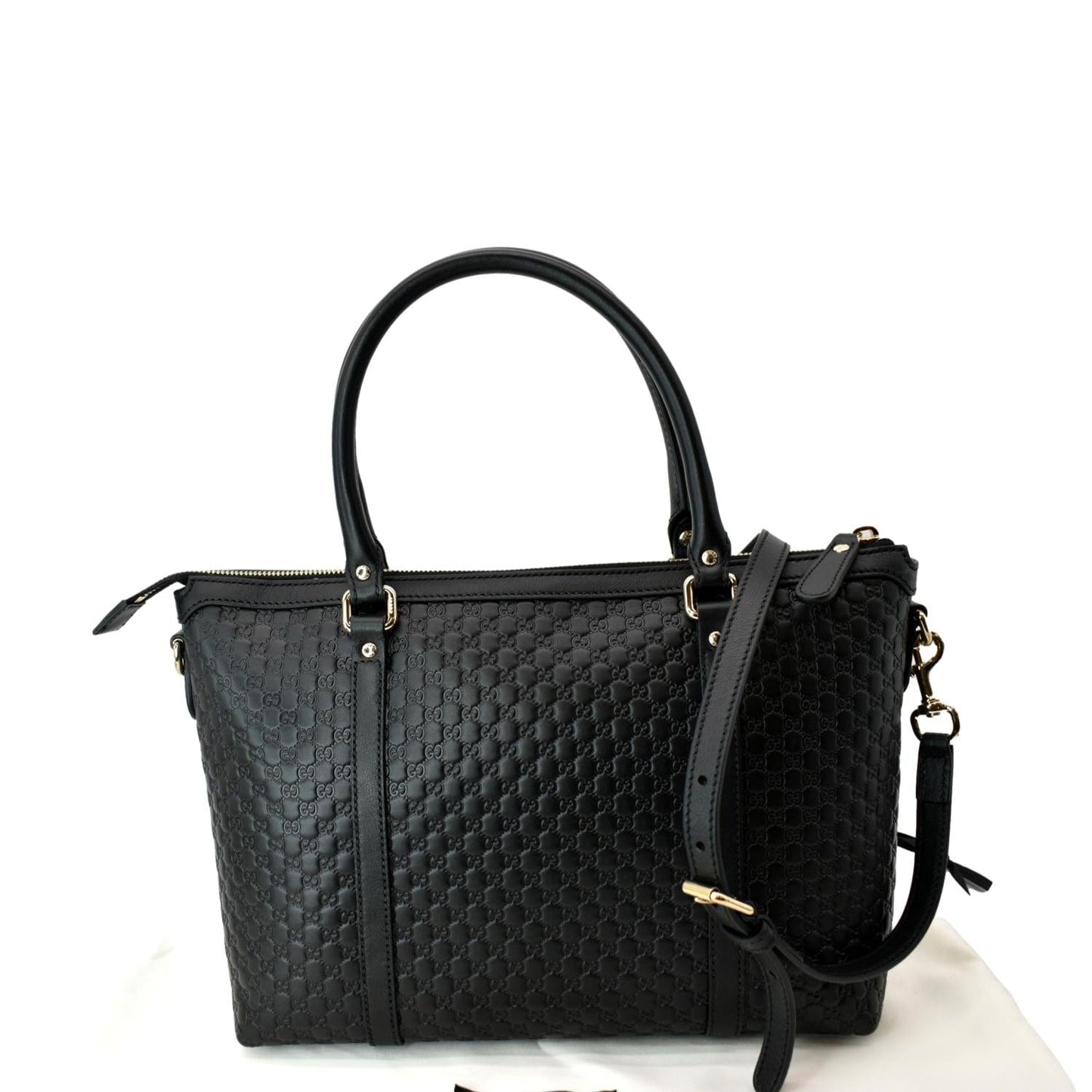 GUCCI Convertible GG Microguccissima Leather Satchel Bag Black 449656