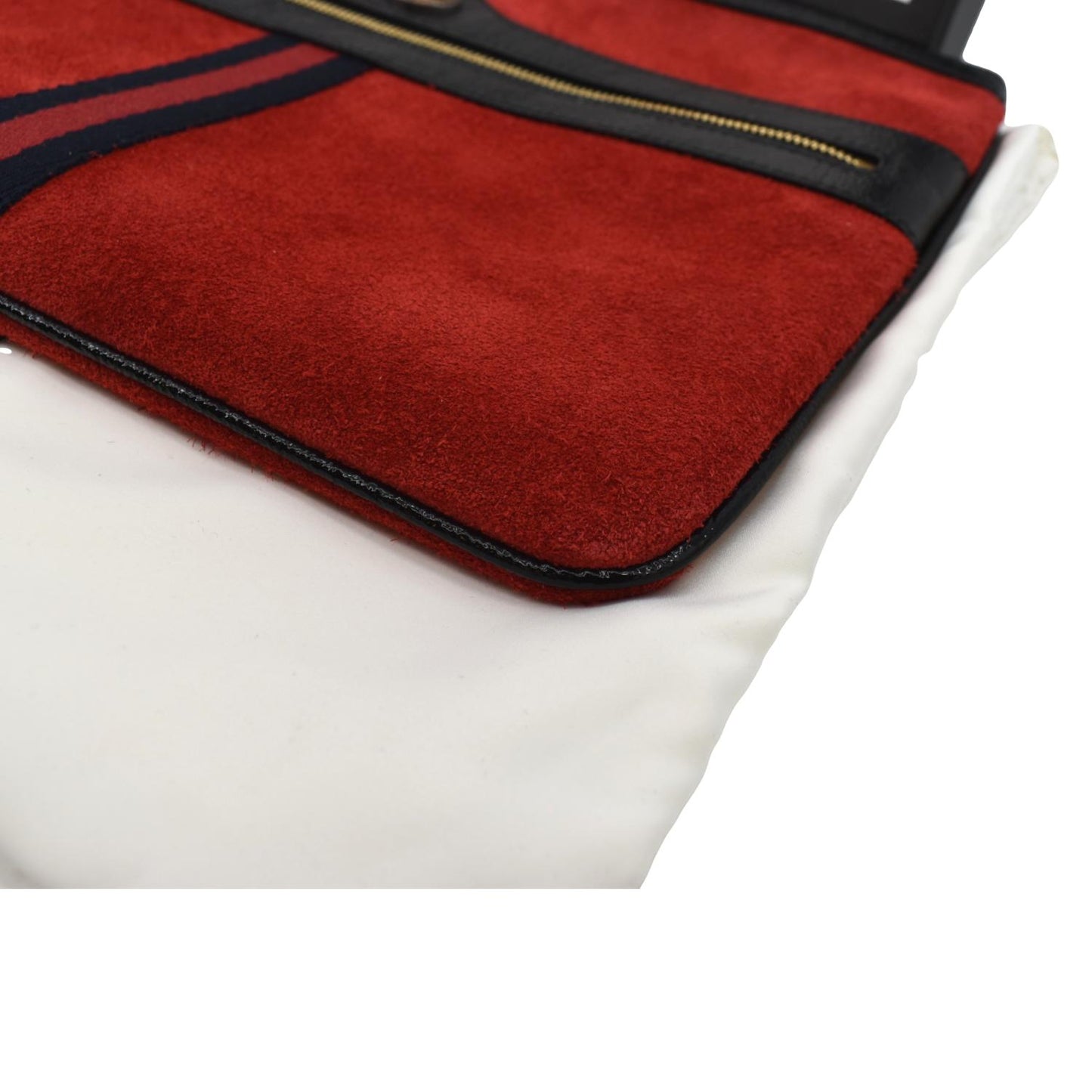 GUCCI Ophidia GG Suede Leather Pouch Clutch Bag Red 517551