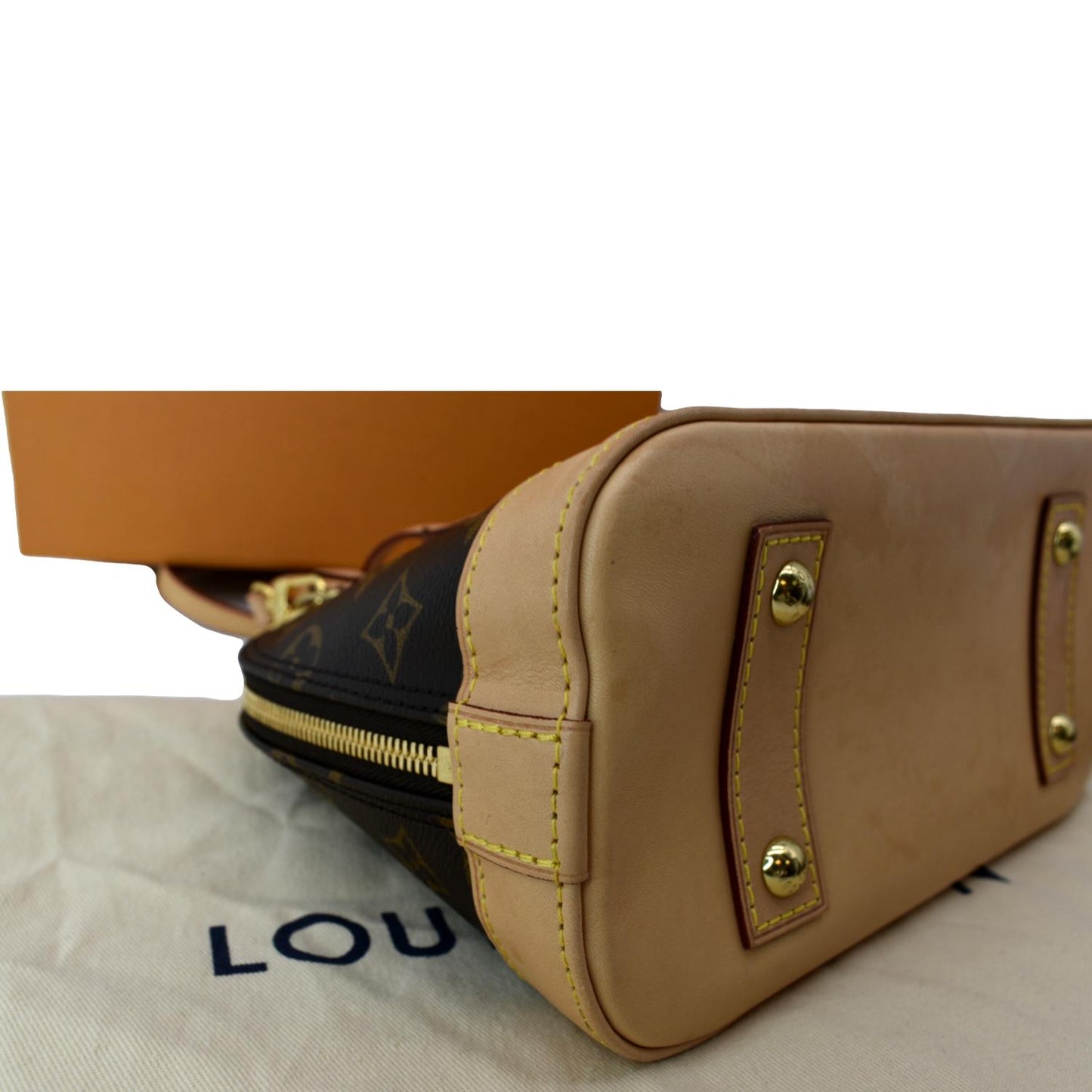 LOUIS VUITTON Alma BB Monogram Canvas Satchel Crossbody Bag Brown