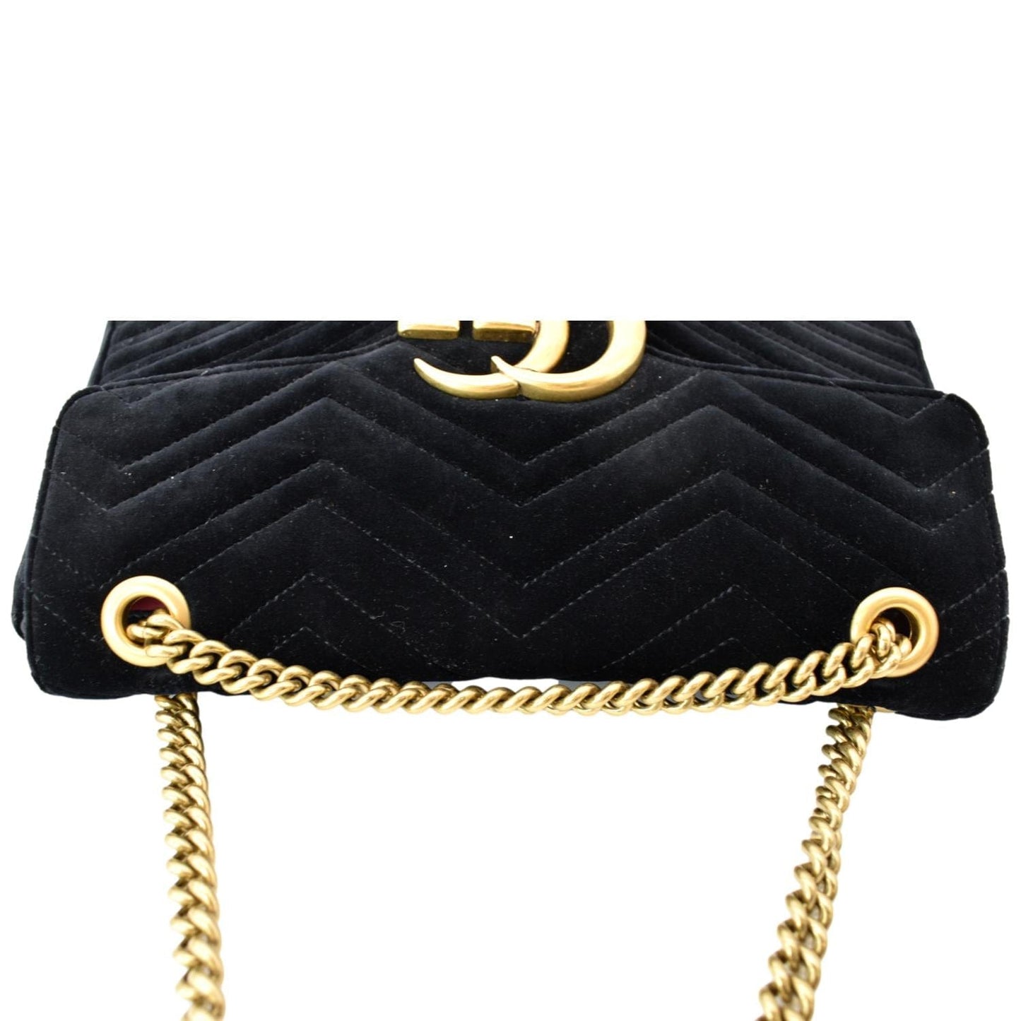 GUCCI GG Marmont Velvet Shoulder Bag Navy Blue 443496