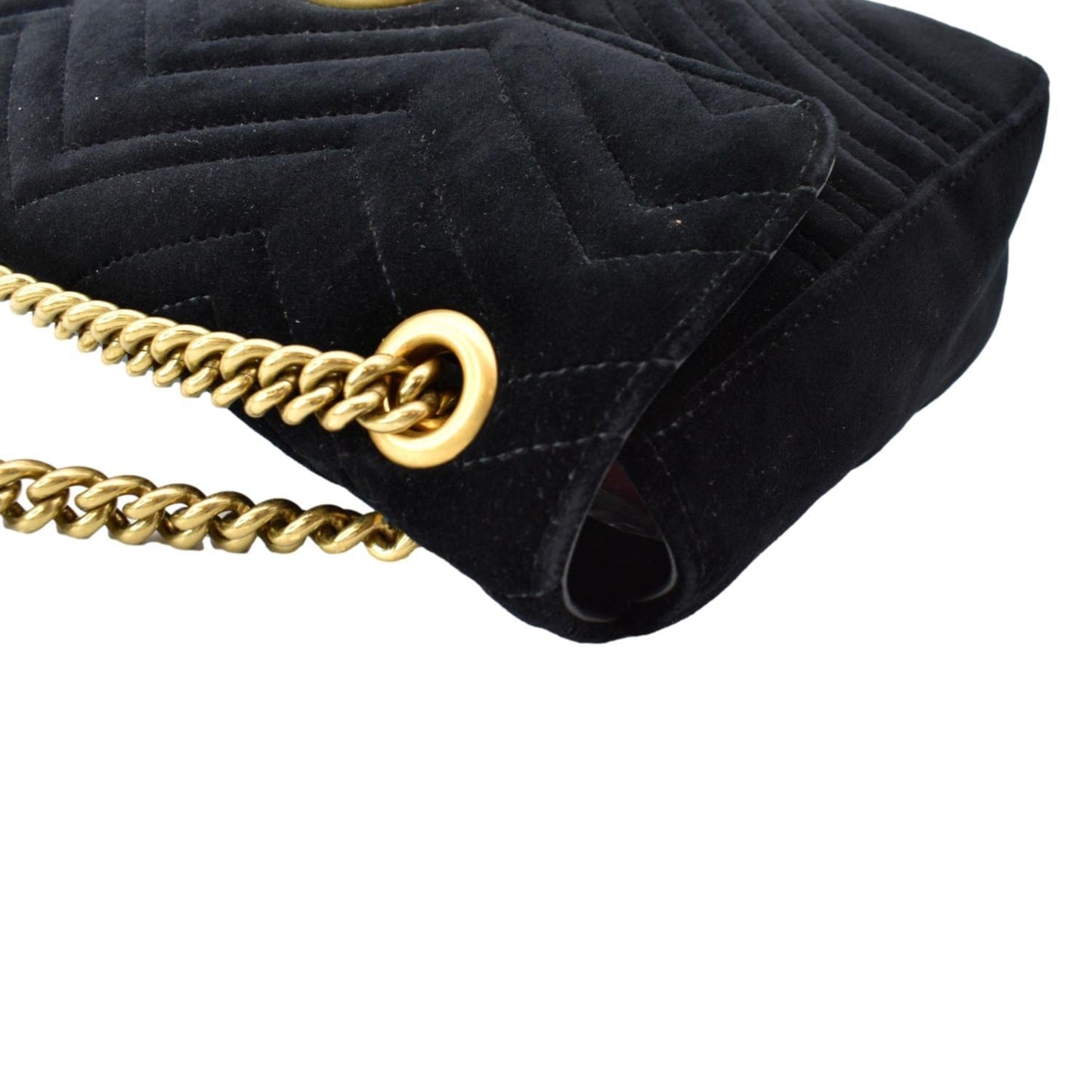 GUCCI GG Marmont Velvet Shoulder Bag Navy Blue 443496
