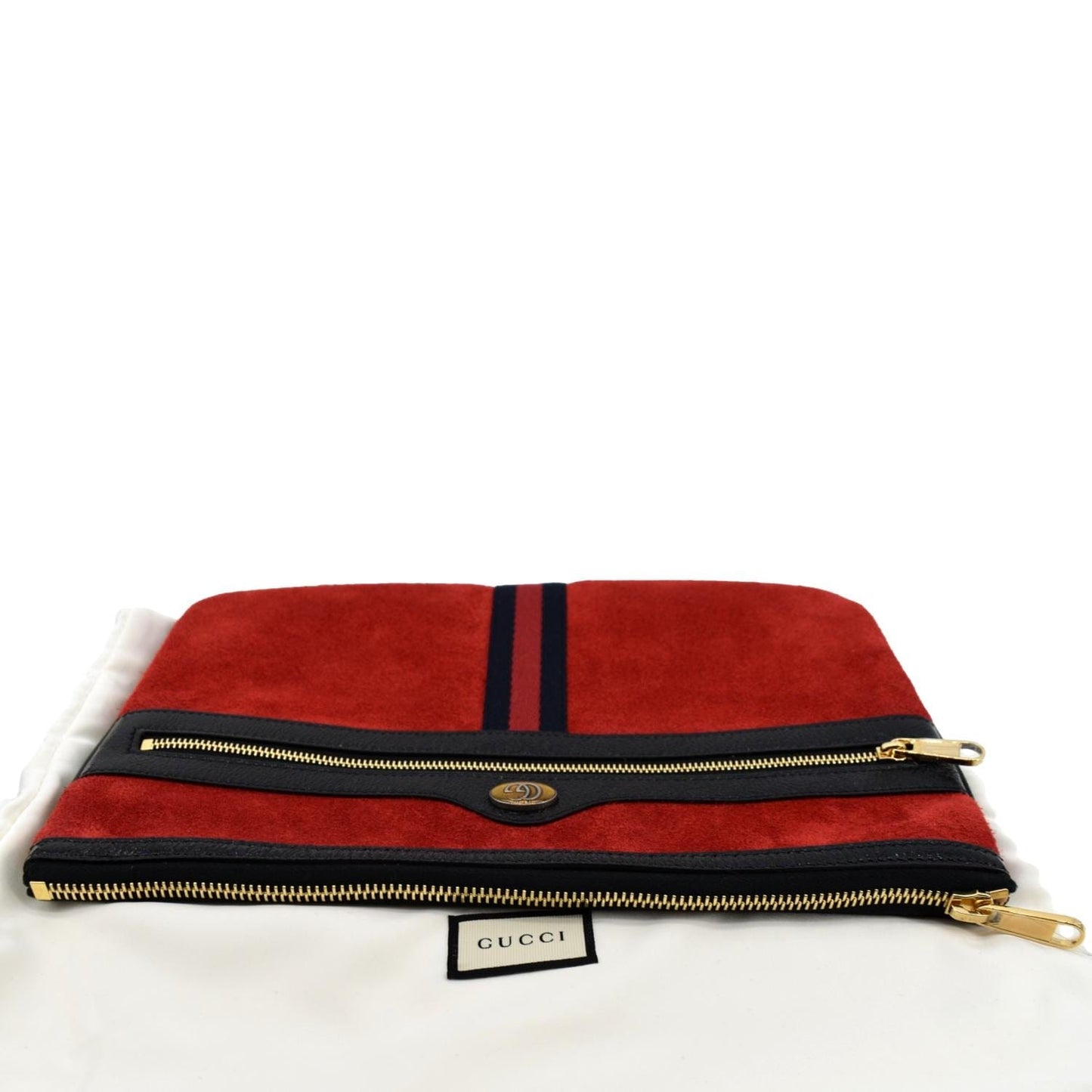 GUCCI Ophidia GG Suede Leather Pouch Clutch Bag Red 517551