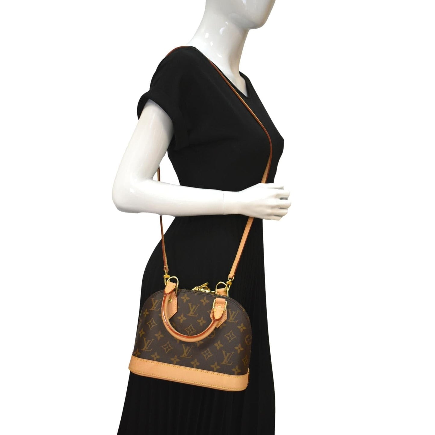 LOUIS VUITTON Alma BB Monogram Canvas Satchel Crossbody Bag Brown