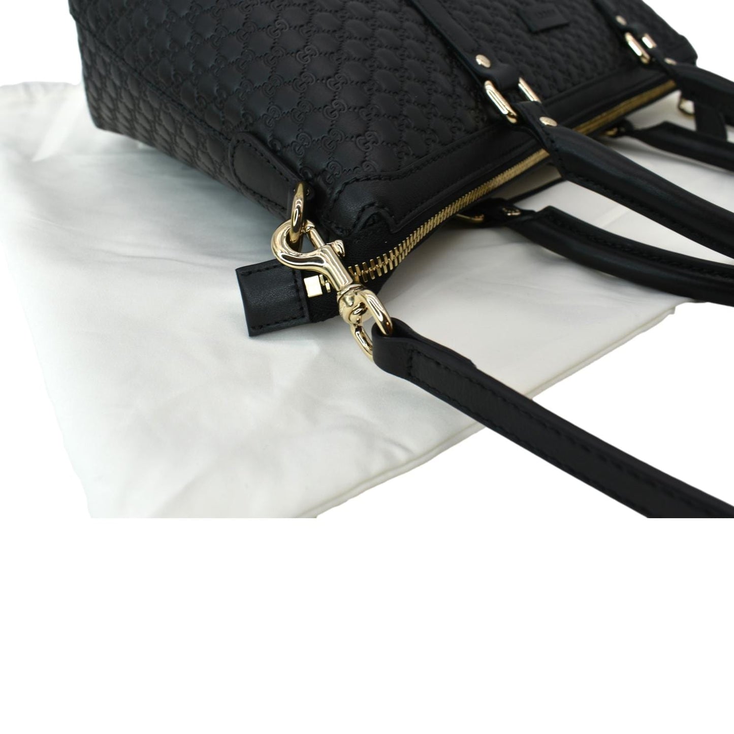 GUCCI Convertible GG Microguccissima Leather Satchel Bag Black 449656