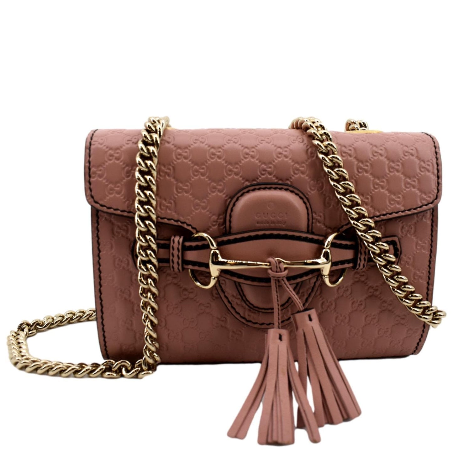GUCCI Emily Mini Micro GG Guccissima Leather Shoulder Bag Pink 449636