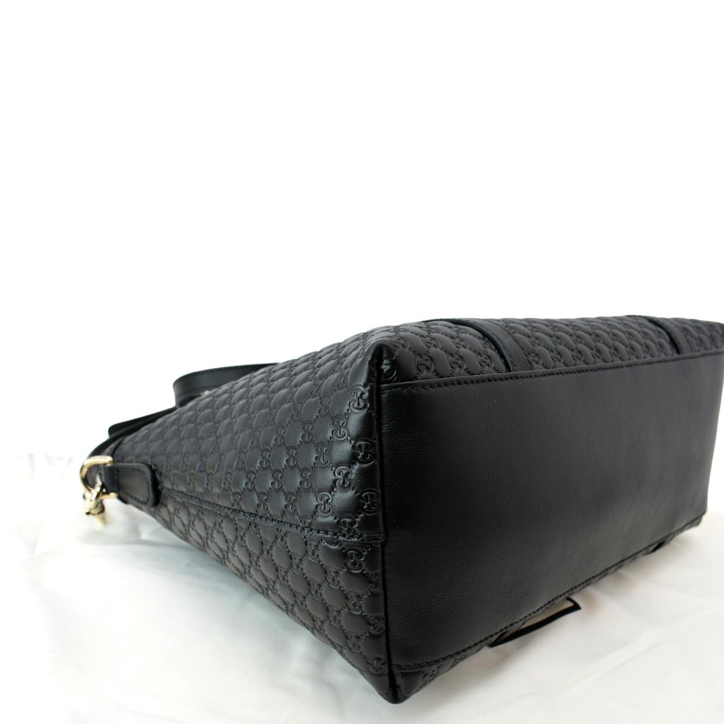 GUCCI Convertible GG Microguccissima Leather Satchel Bag Black 449656