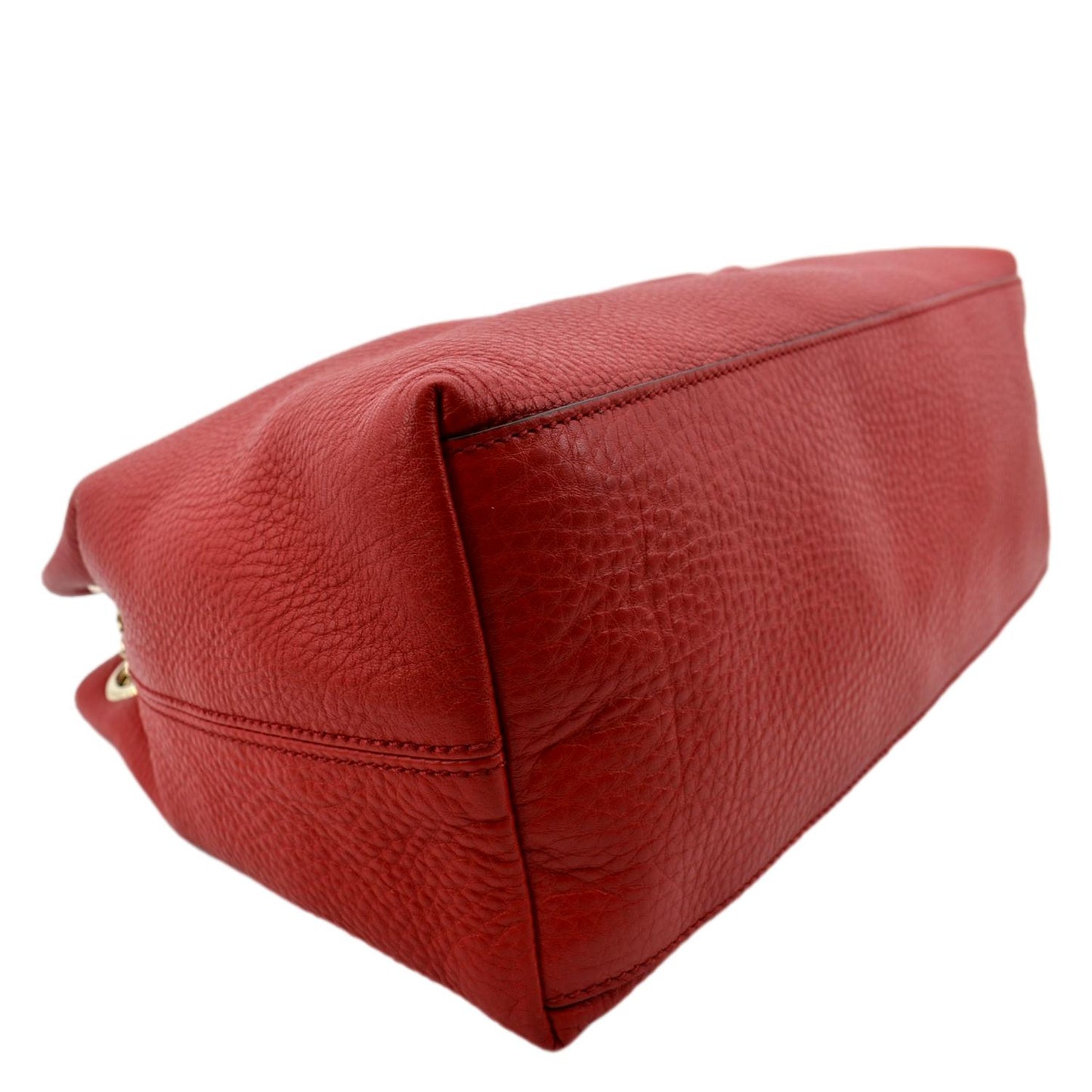 GUCCI Soho Pebbled Leather Chain Shoulder Bag Red 308982