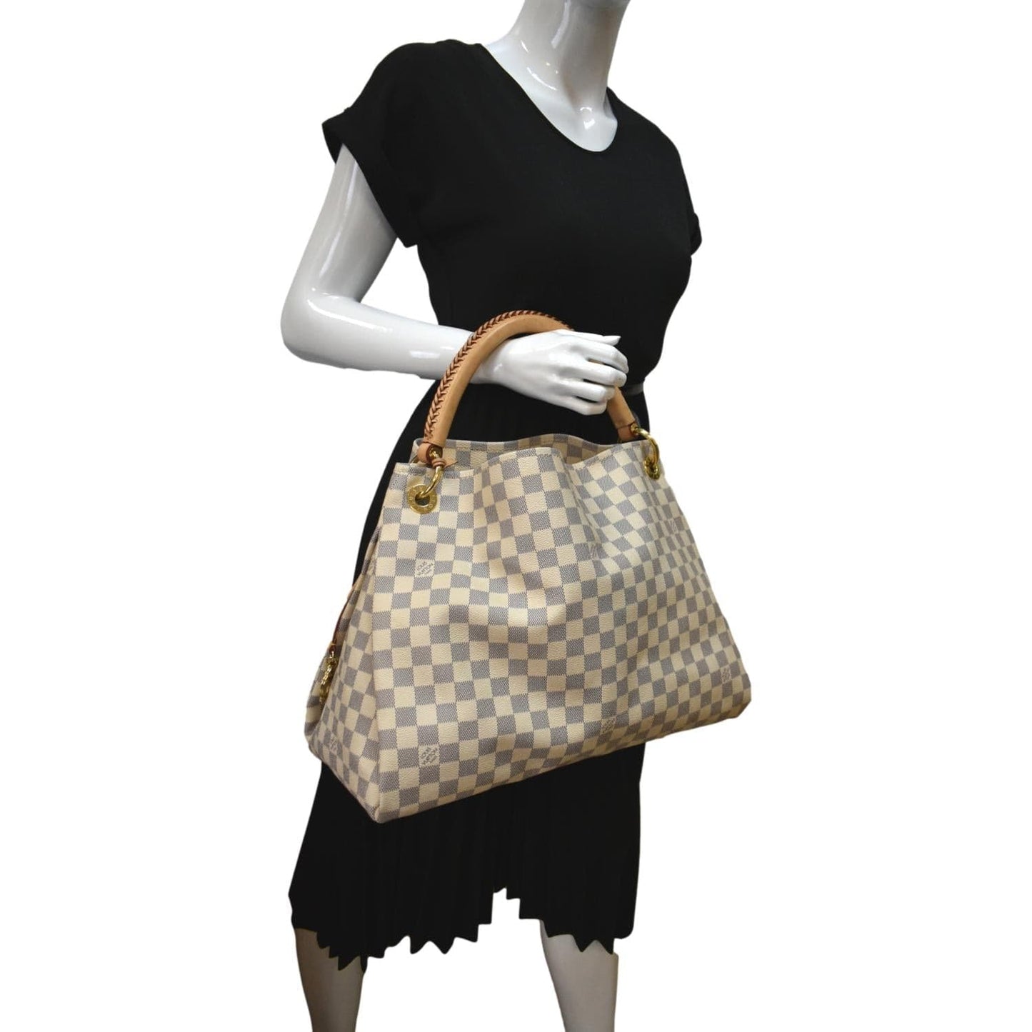 LOUIS VUITTON Artsy MM Damier Azur Hobo Bag White