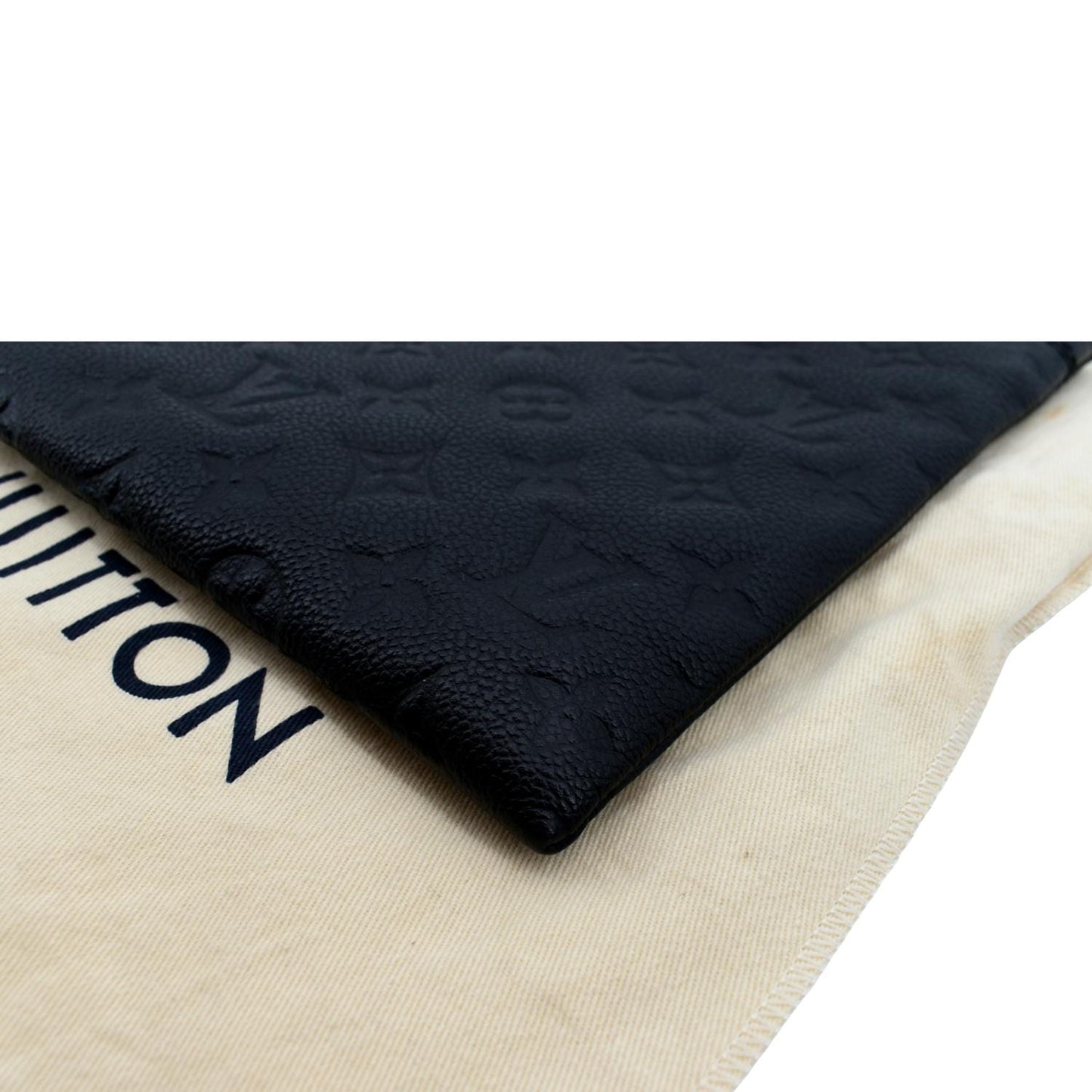 LOUIS VUITTON Daily Pouch Monogram Embossed Leather Clutch Bag Black