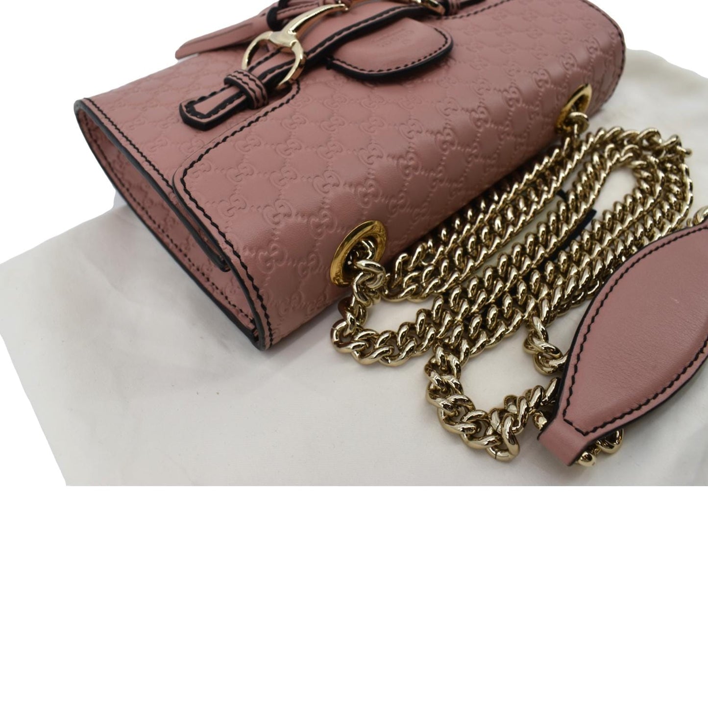 GUCCI Emily Mini Micro GG Guccissima Leather Shoulder Bag Pink 449636