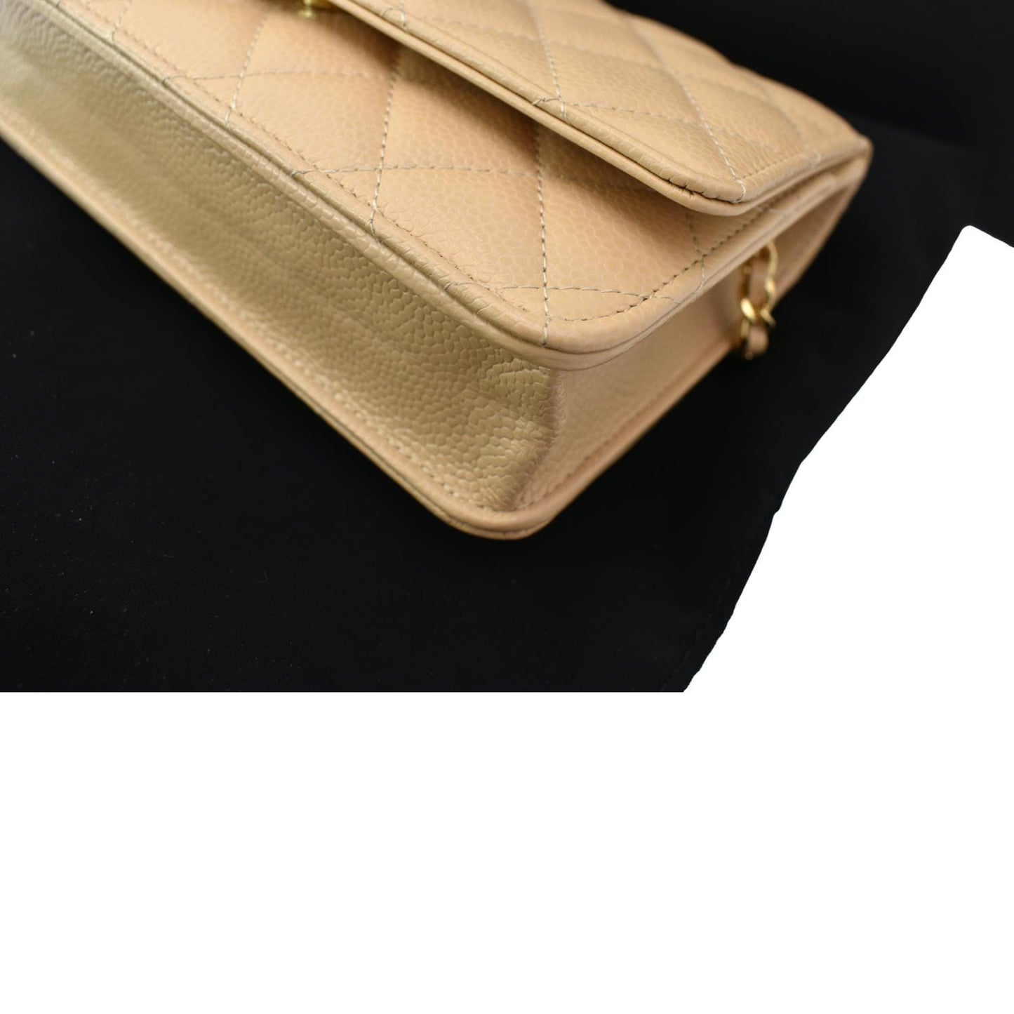 CHANEL CC WOC Leather Wallet On Chain Crossbody Bag Camel