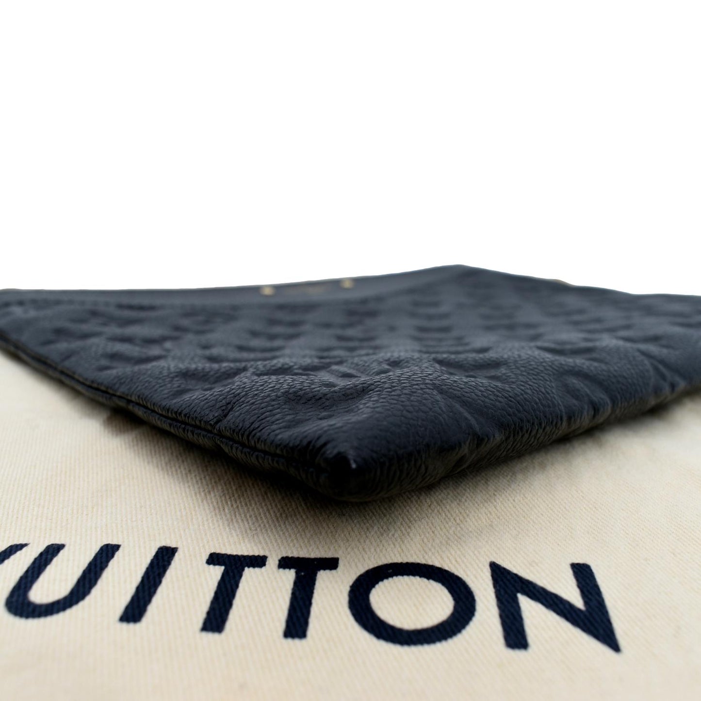 LOUIS VUITTON Daily Pouch Monogram Embossed Leather Clutch Bag Black