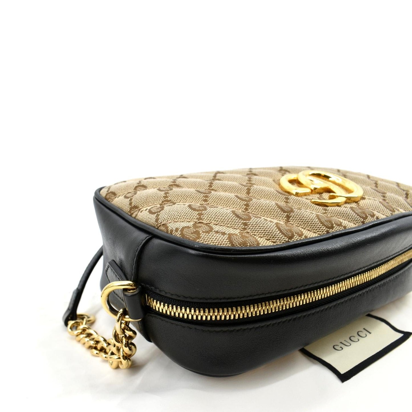 GUCCI GG Marmont Small Matelasse Canvas Leather Crossbody Bag Beige 447632