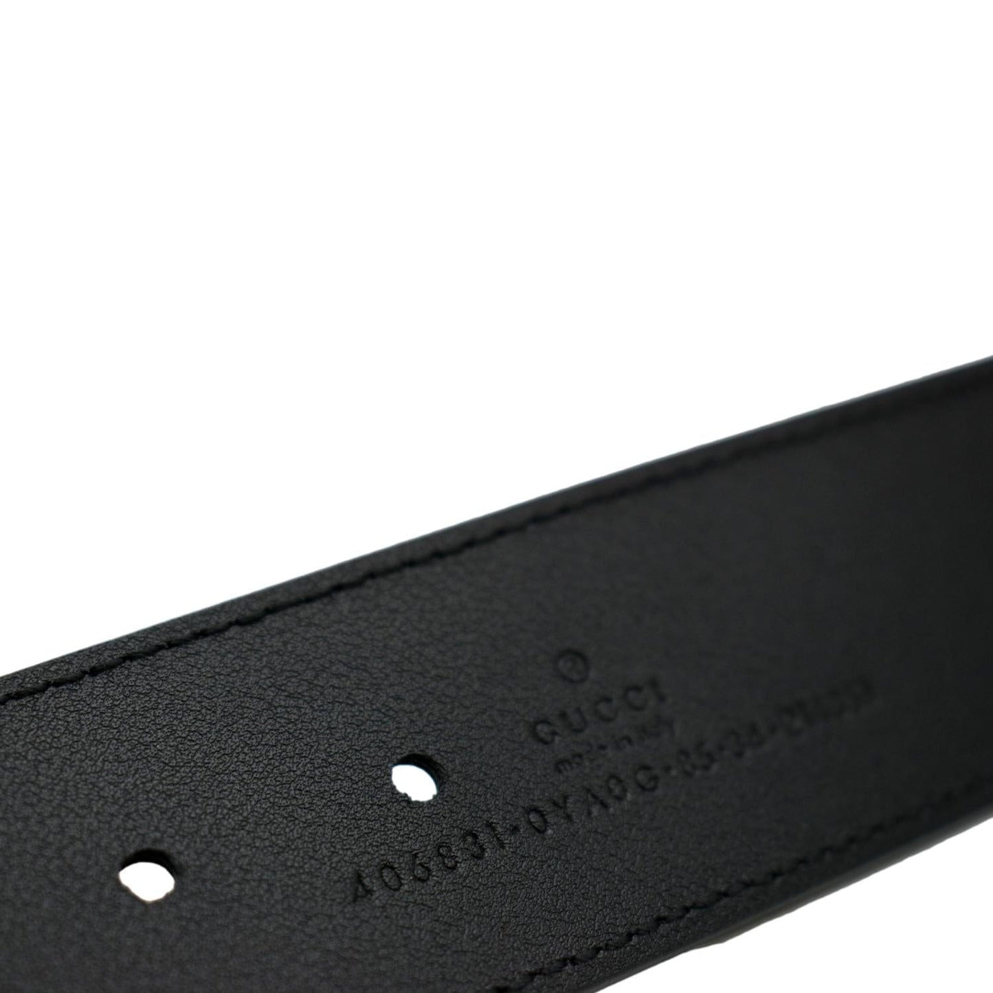 GUCCI Double G Buckle Leather Belt Black 406831 Size 85