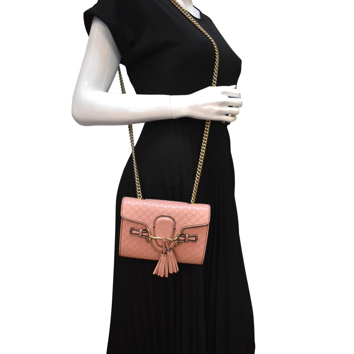 GUCCI Emily Mini Micro GG Guccissima Leather Shoulder Bag Pink 449636
