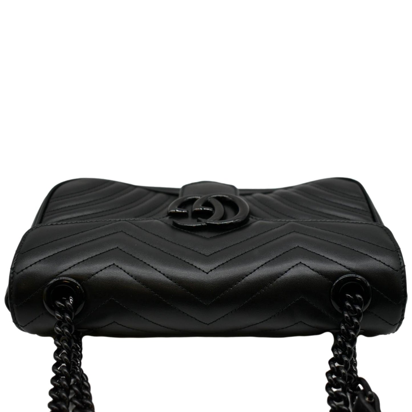 GUCCI GG Marmont Small Matelasse Chevron Leather Shoulder Bag Black 443497