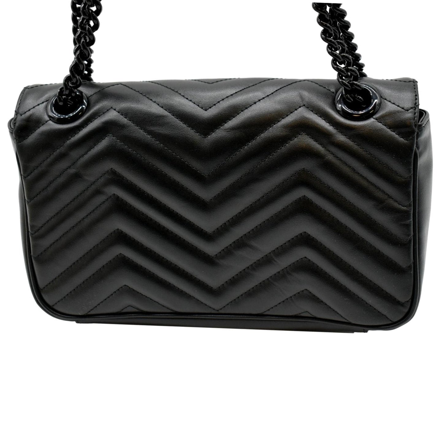 GUCCI GG Marmont Small Matelasse Chevron Leather Shoulder Bag Black 443497
