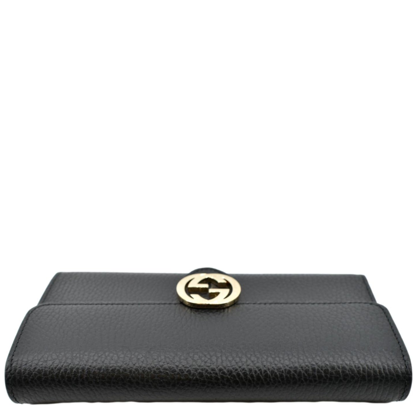 GUCCI GG Interlocking Continental Leather Wallet Black 598166