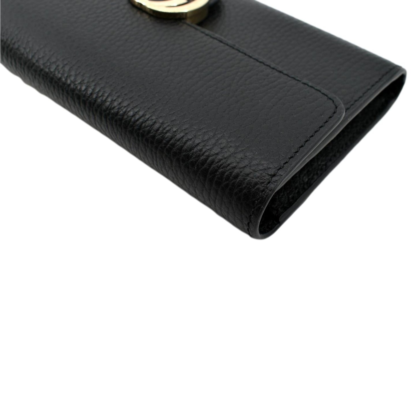 GUCCI GG Interlocking Continental Leather Wallet Black 598166