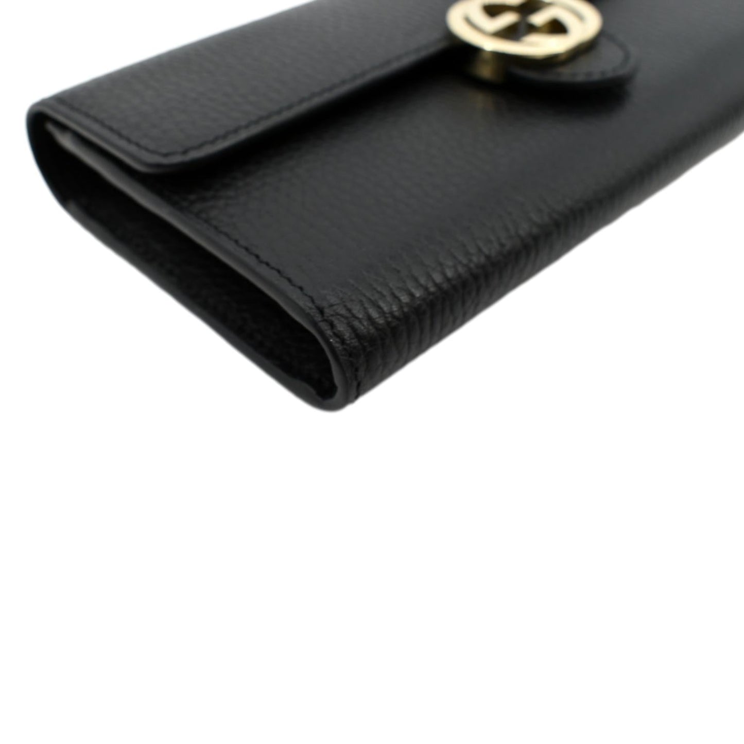 GUCCI GG Interlocking Continental Leather Wallet Black 598166