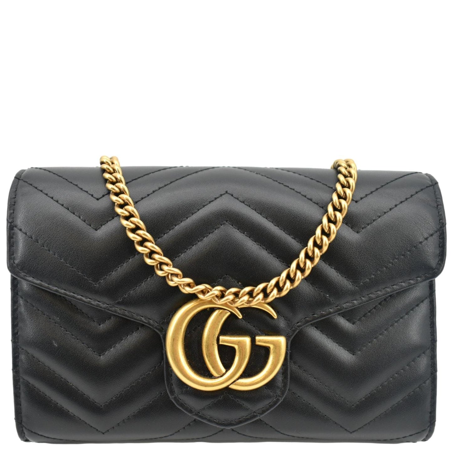 GUCCI GG Marmont Mini Matelasse Leather Crossbody Bag Black 474575