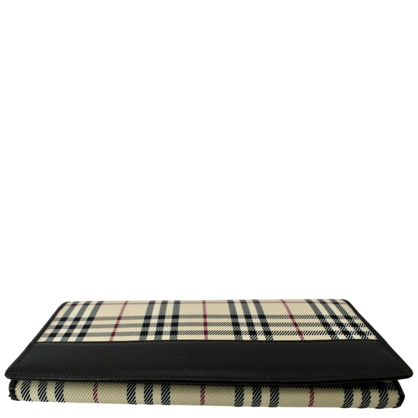 BURBERRY Continental Leather Check Wallet Black
