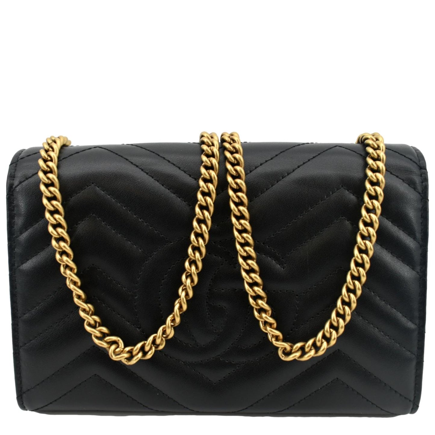GUCCI GG Marmont Mini Matelasse Leather Crossbody Bag Black 474575