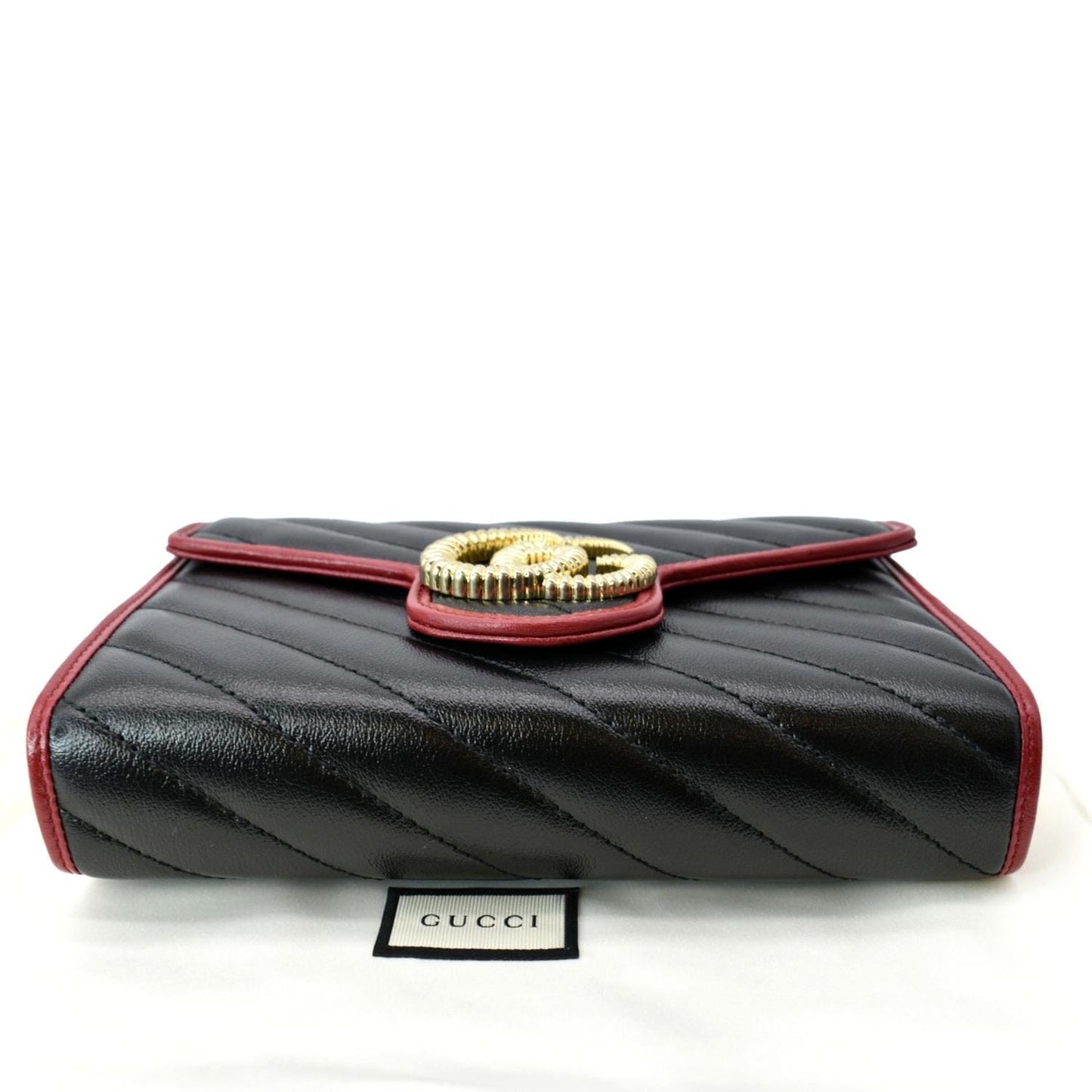 GUCCI Vintage Effect Diagonal Torchon Leather Chain Crossbody Bag Black 573807