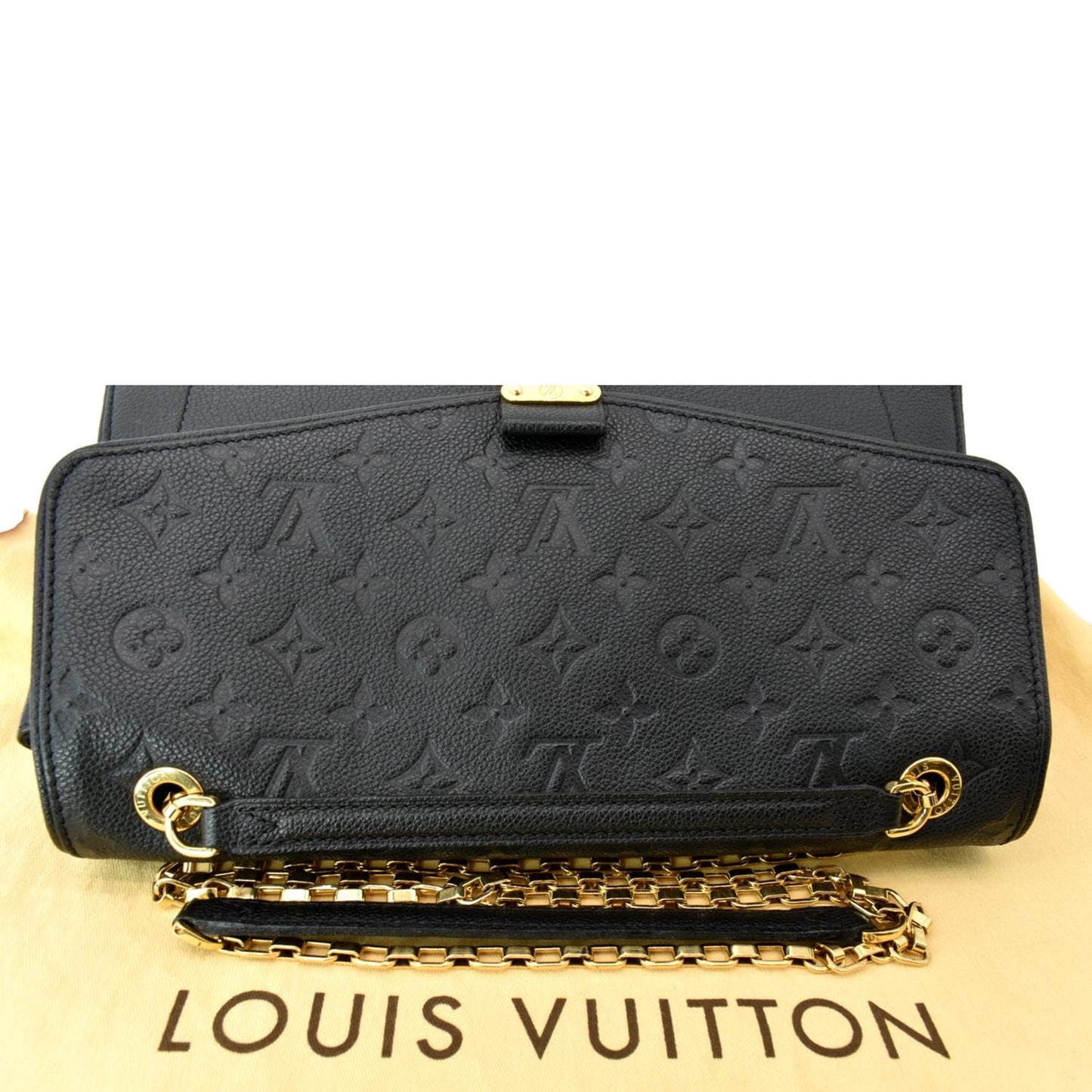 LOUIS VUITTON Saint Germain MM Monogram Empreinte Leather Shoulder Bag Black