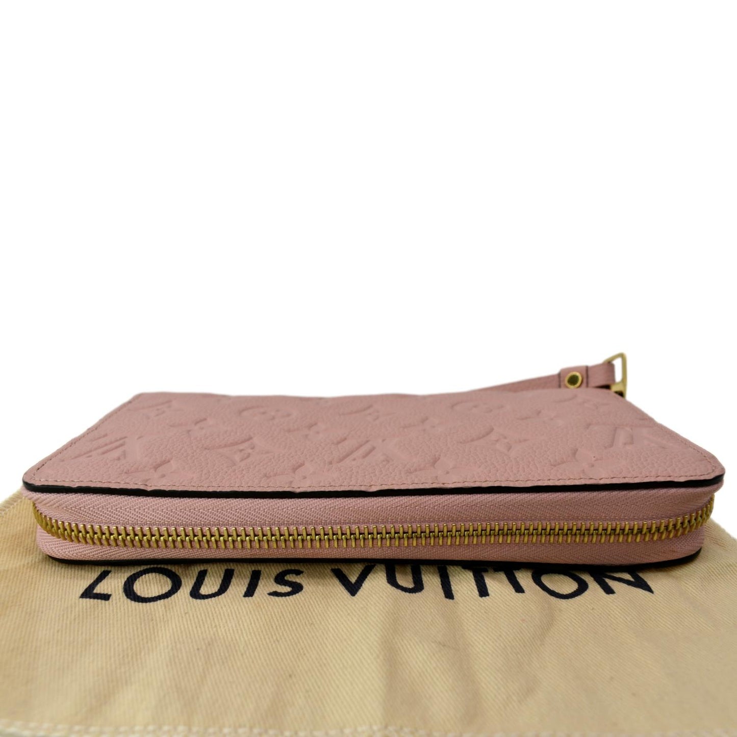 LOUIS VUITTON Monogram Empreinte Leather Zippy Wallet Rose Poudre Pink