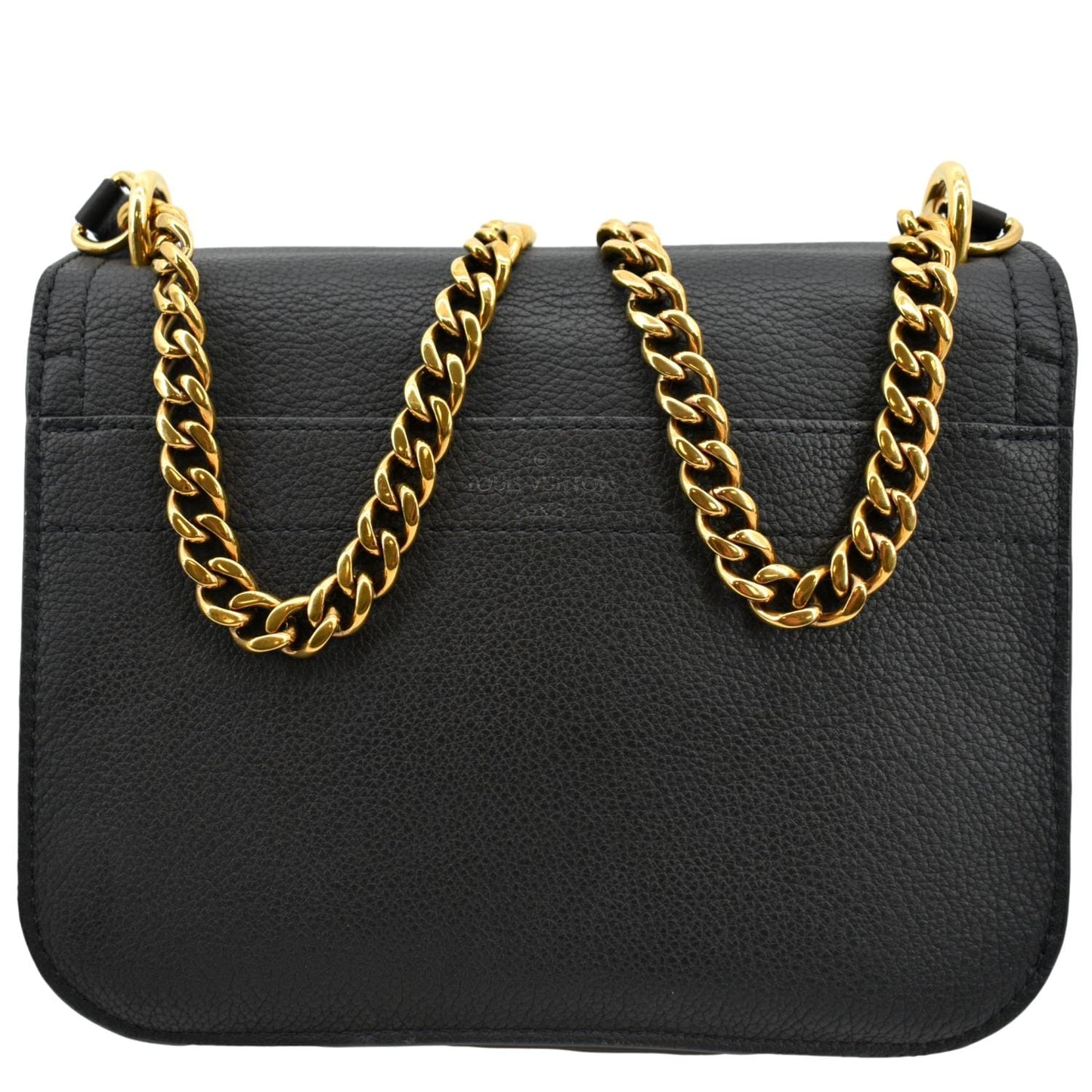 LOUIS VUITTON Lockme Chain Grained Leather Shoulder Bag Black