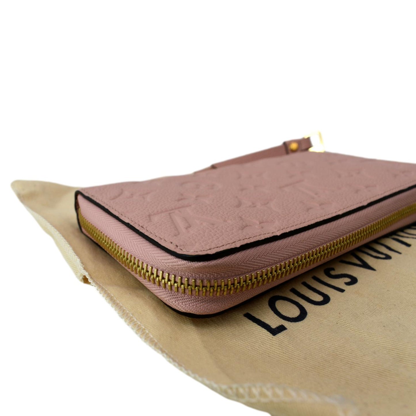 LOUIS VUITTON Monogram Empreinte Leather Zippy Wallet Rose Poudre Pink