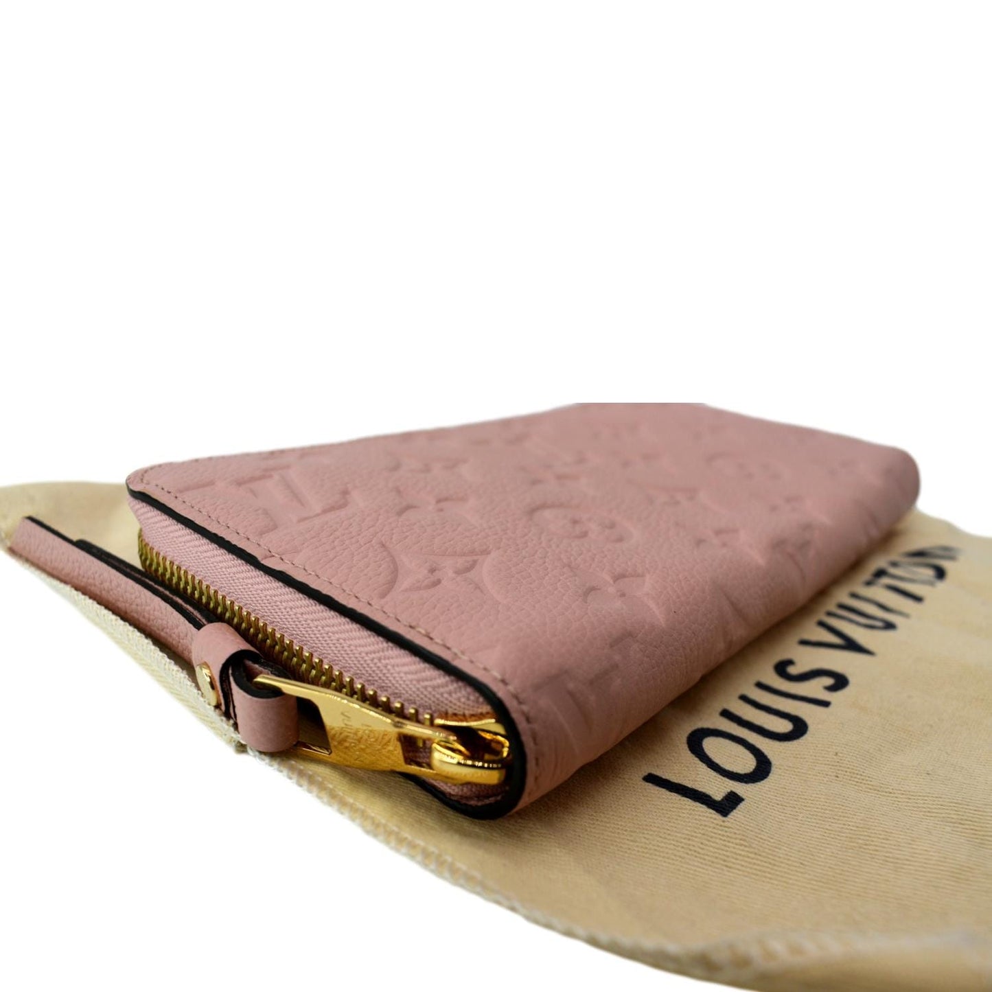 LOUIS VUITTON Monogram Empreinte Leather Zippy Wallet Rose Poudre Pink