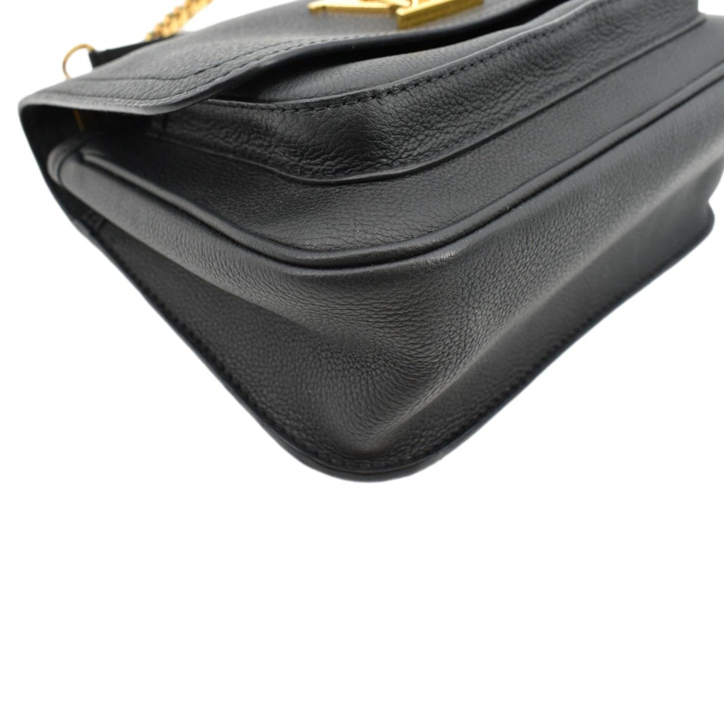 LOUIS VUITTON Lockme Chain Grained Leather Shoulder Bag Black