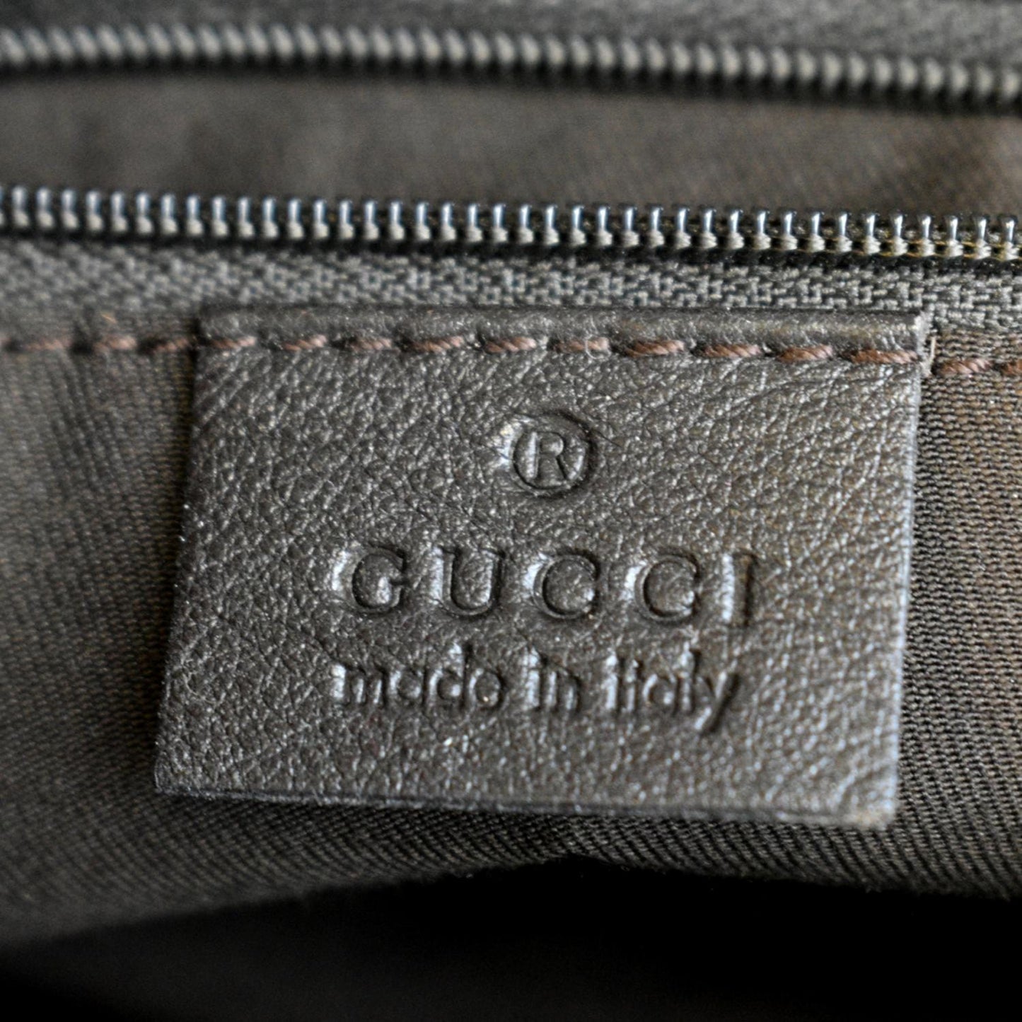 GUCCI D Ring Monogram Hobo Bag Brown 190525