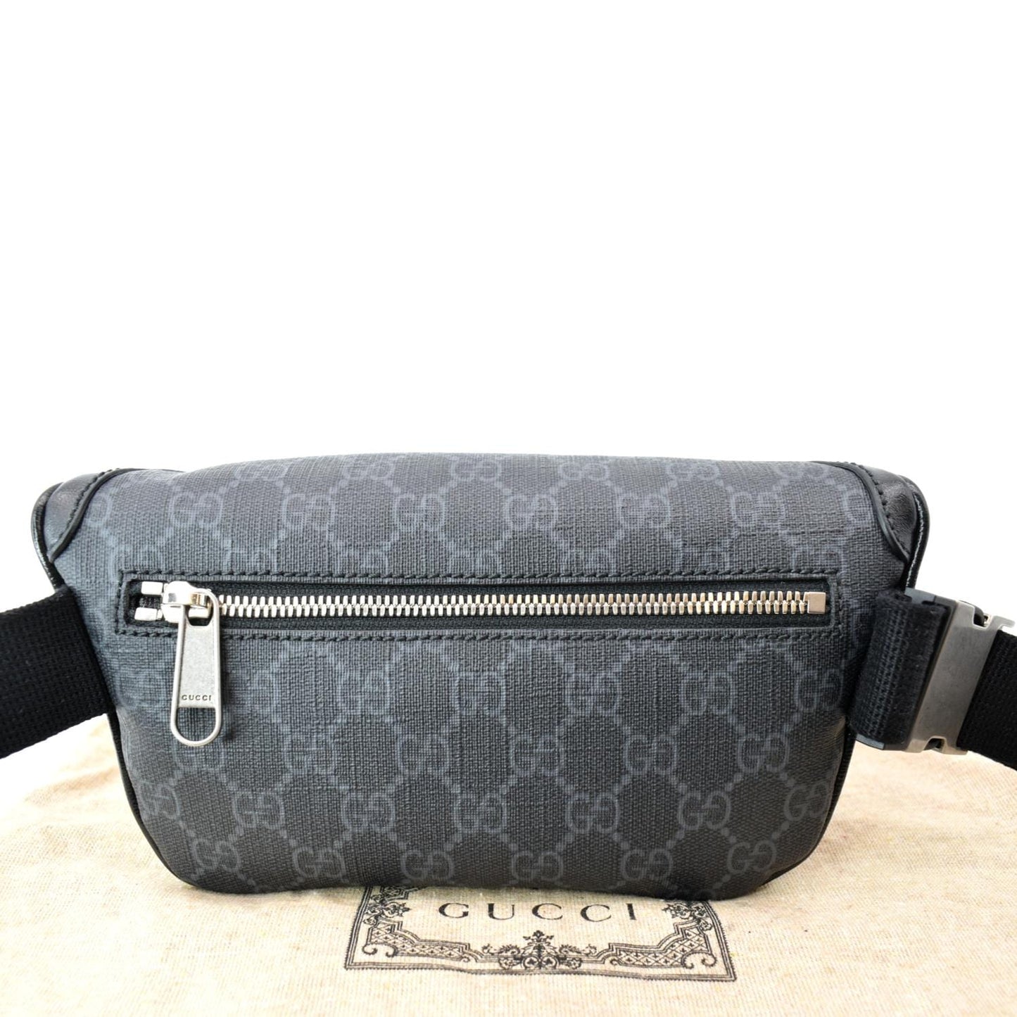 GUCCI Interlocking G Supreme Canvas Belt Bag Black 682933