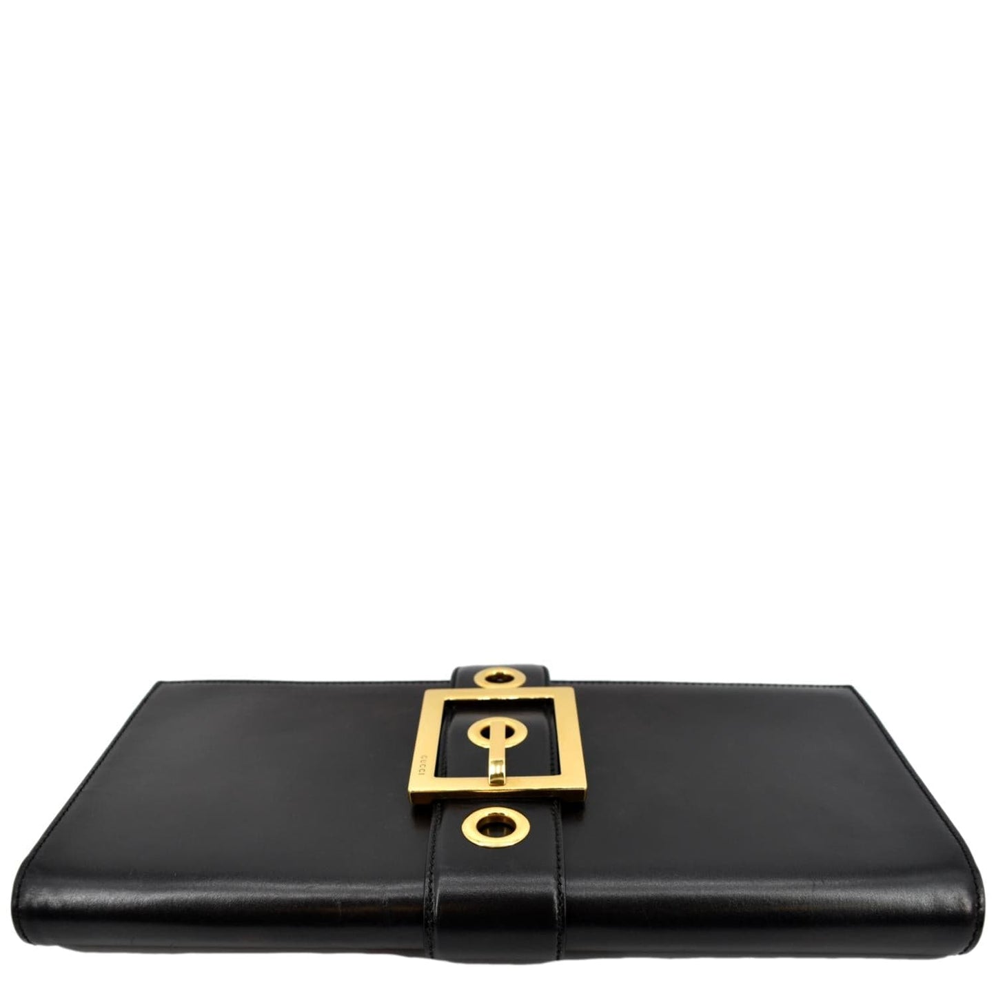GUCCI Lady Buckle Leather Clutch Black 323653