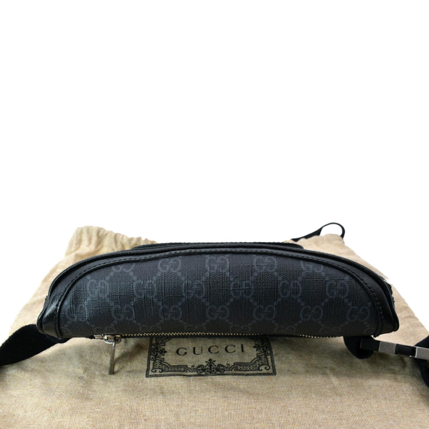 GUCCI Interlocking G Supreme Canvas Belt Bag Black 682933