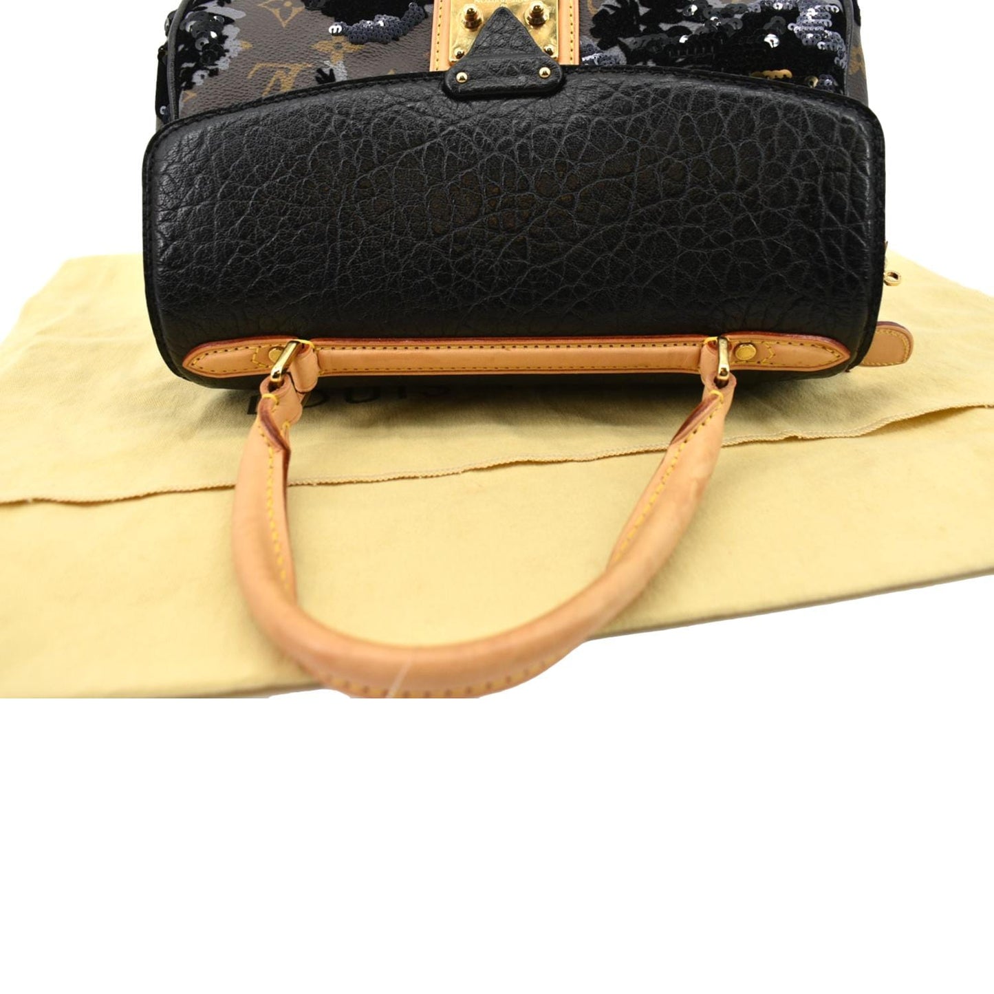 LOUIS VUITTON Fleur De Jais Carrousel Monogram Leather Satchel Bag Black