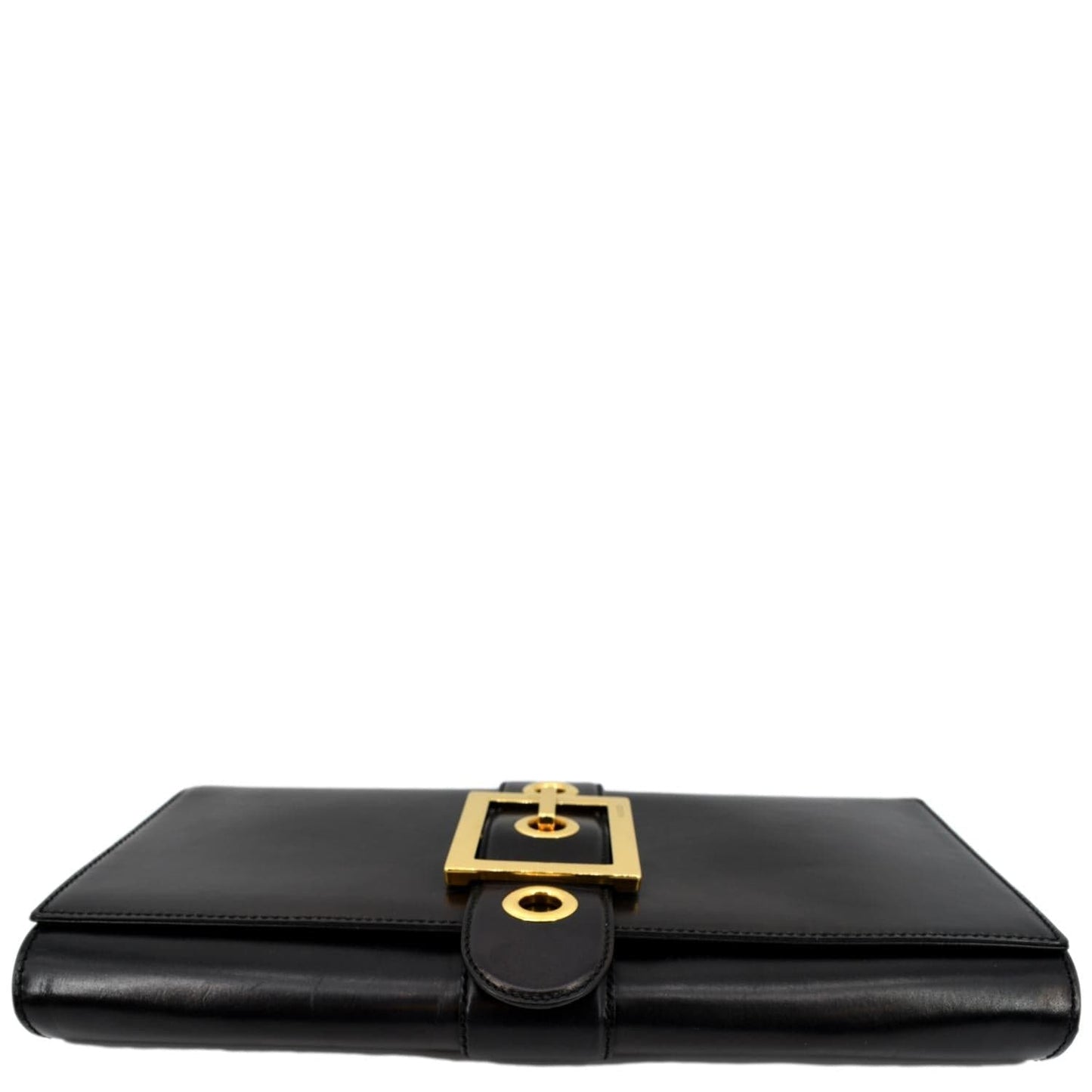 GUCCI Lady Buckle Leather Clutch Black 323653