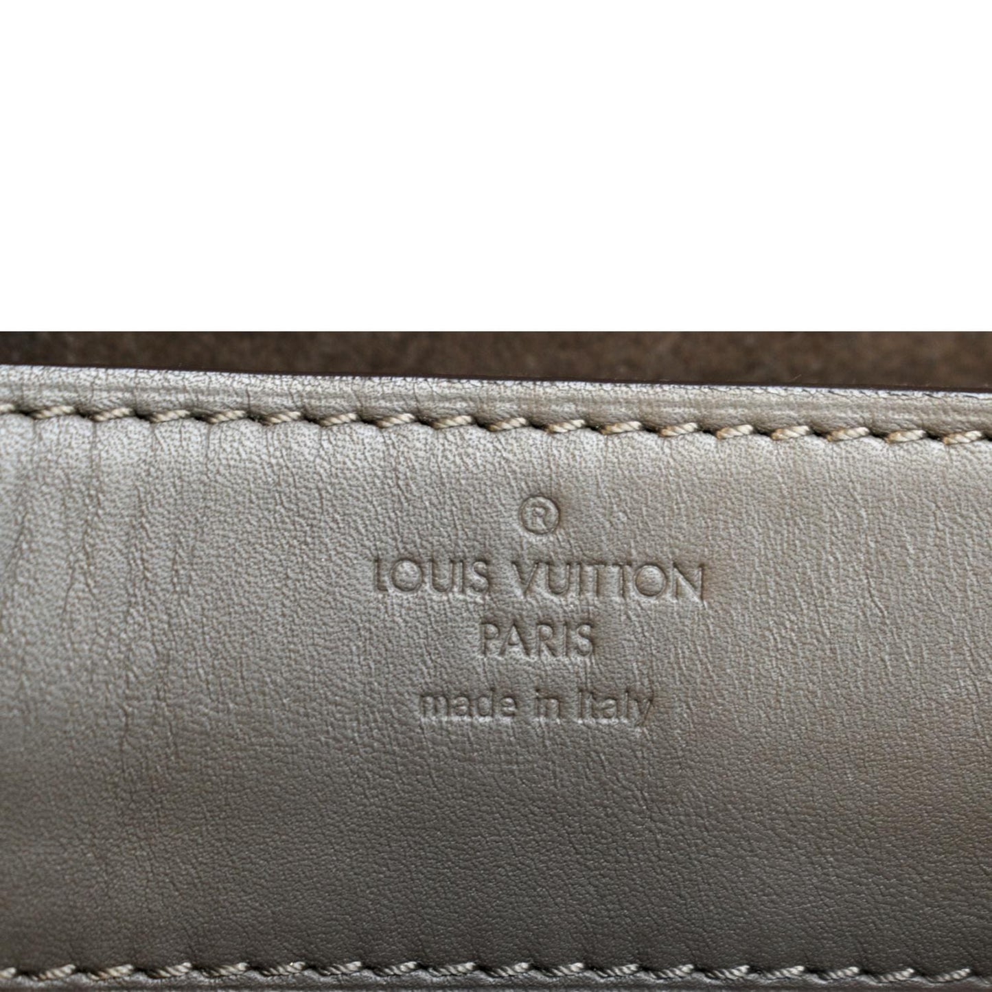 LOUIS VUITTON Louise Calfskin Leather Chain Shoulder Bag Taupe Brown