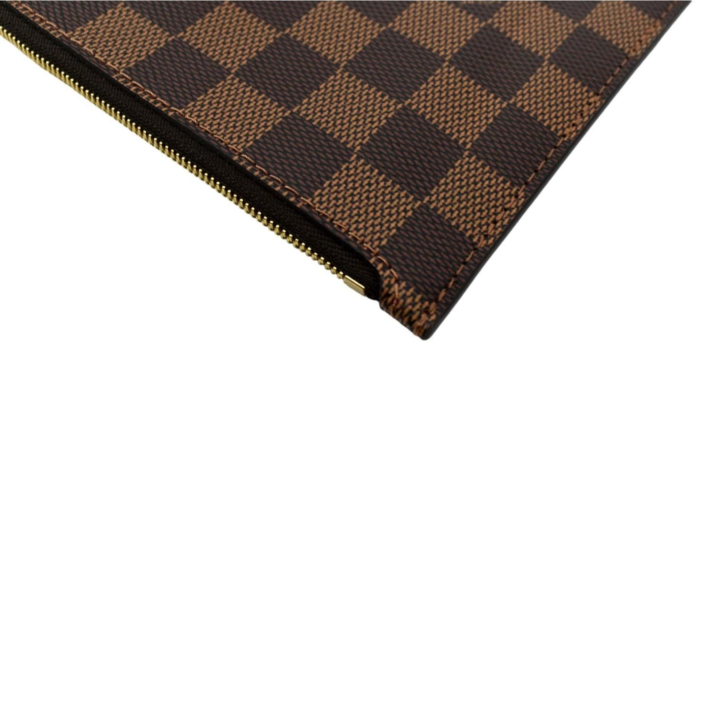 LOUIS VUITTON Neverfull Damier Ebene Pochette Wristlet Pouch Brown