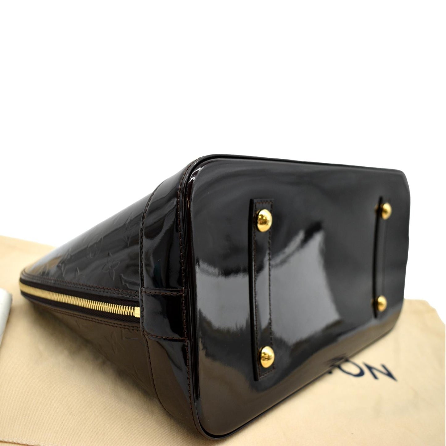 LOUIS VUITTON Alma GM Monogram Vernis Leather Satchel Bag Amarante