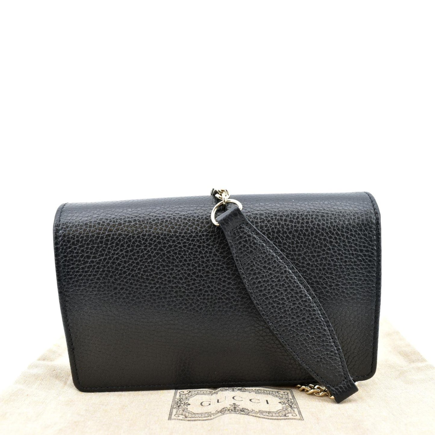 GUCCI Soho Leather Wallet On Chain Crossbody Bag Black 598211
